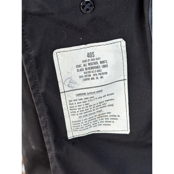 Vintage Military All Weather Men’s 40S Black Trench Coat Jacket Removable Liner - Picture 5 of 9